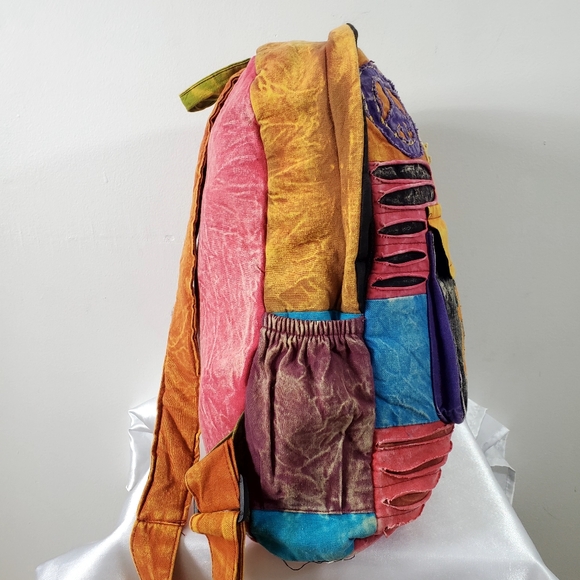 Vtg South America Backpack Patchwork Multicolor - Picture 3 of 10